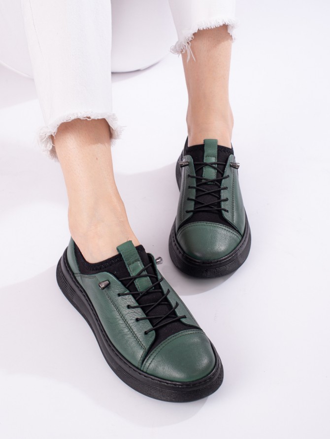 81394 - T.sokolski nizki elegantni čevlji zelena barva